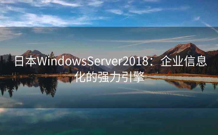 日本WindowsServer2018：企业信息化的强力引擎