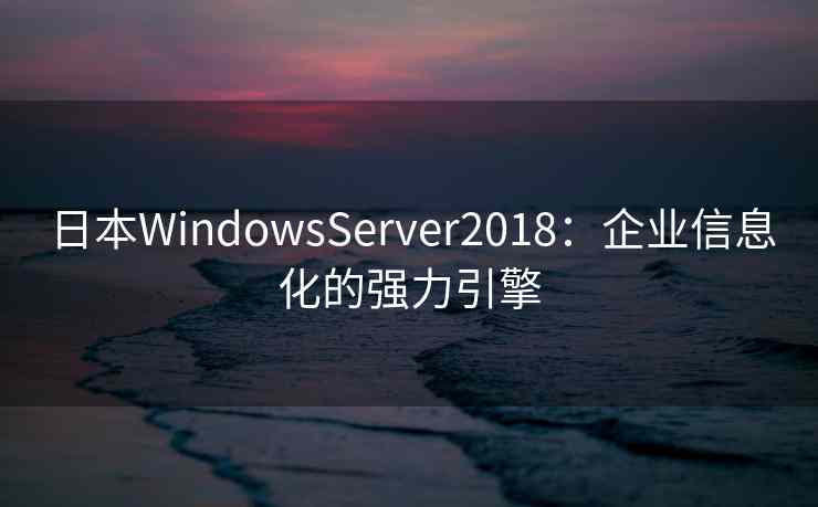 日本WindowsServer2018：企业信息化的强力引擎